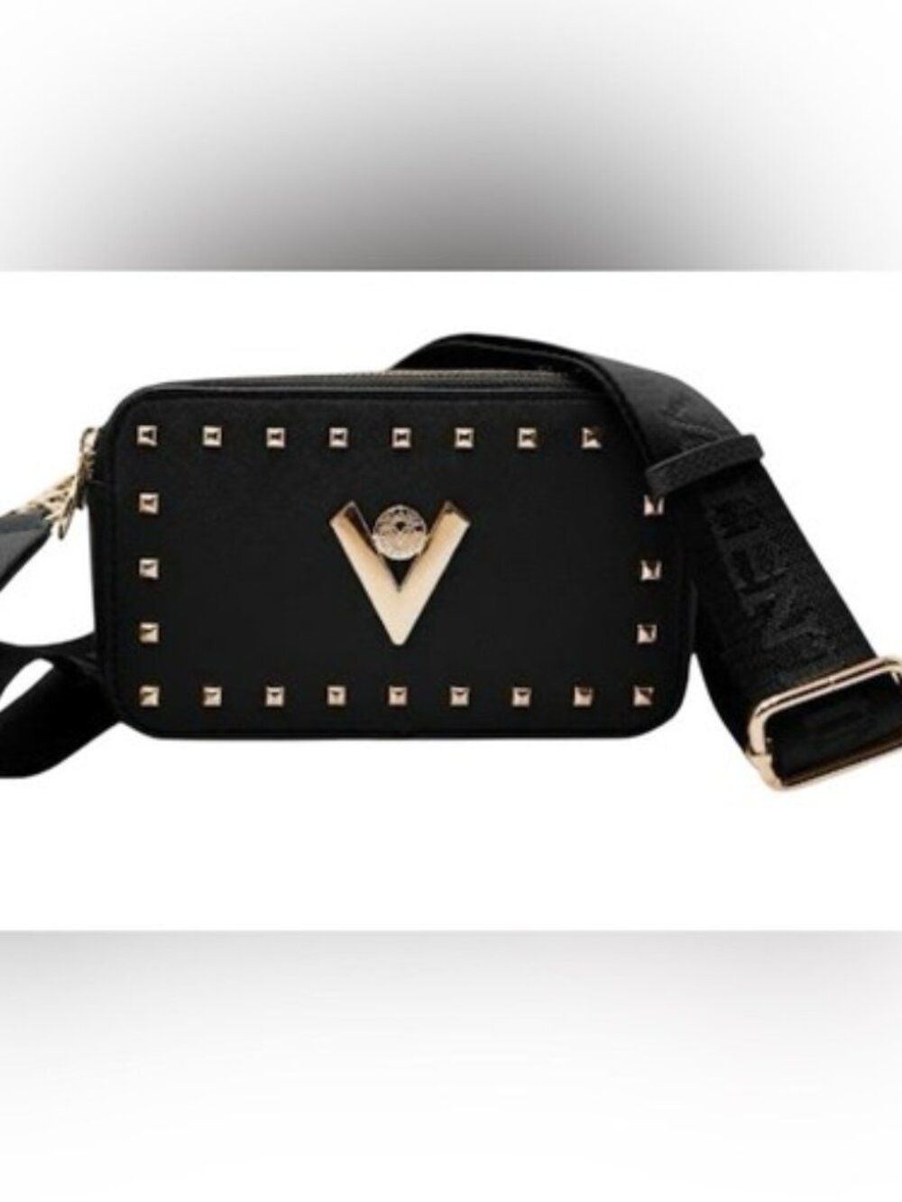 Valentino Orlandi Camera Black Studded Crossbody Bag
